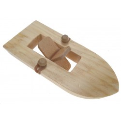 Bateau en bois avec moteur en caoutchouc
