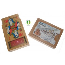 boîte à cartes avec jeu de 32 cartes en aulne décorée