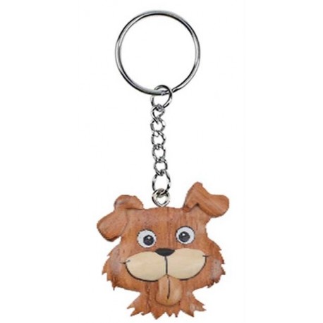 Porte clef marqueterie chien