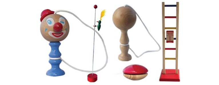 jouets traditionnel en bois, échelles, piverts, bilboquets, yoyo, artisanat jurassien, fabrication française